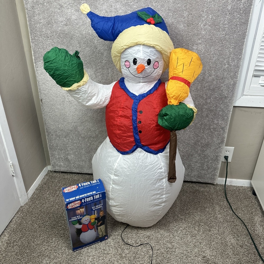 Gemmy Vintage Christmas Airblown Inflatable‎ 4ft Frosty The Snowman 2004 Works